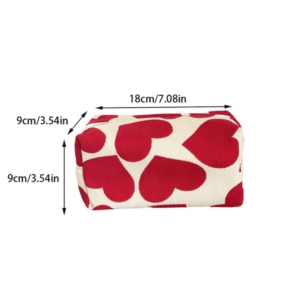 Red Heart Corduroy Makeup Bag - Picture 4 of 4